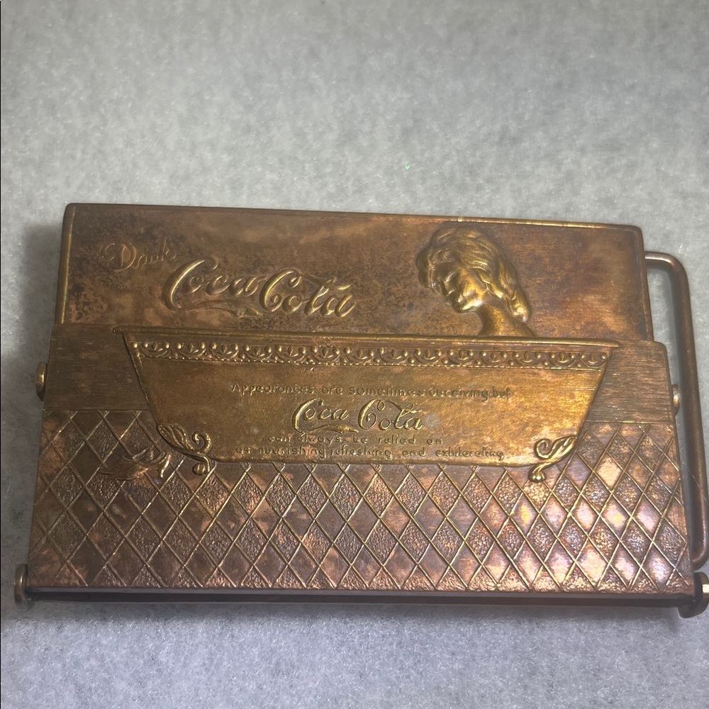 Coca-Cola Brass belt buckle with Embossed Design